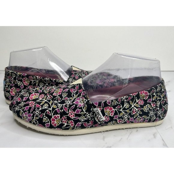 Toms Shoes - TOMS Alpargata Classic Black Floral Shoes Size 7.5